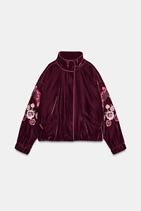 EMBROIDERED VELVET PUFFER JACKET