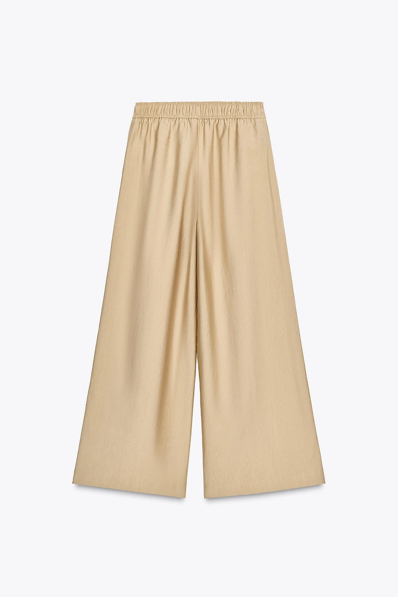 ELASTIC WAIST WIDE LEG PANTS