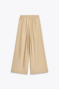 ELASTIC WAIST WIDE LEG PANTS