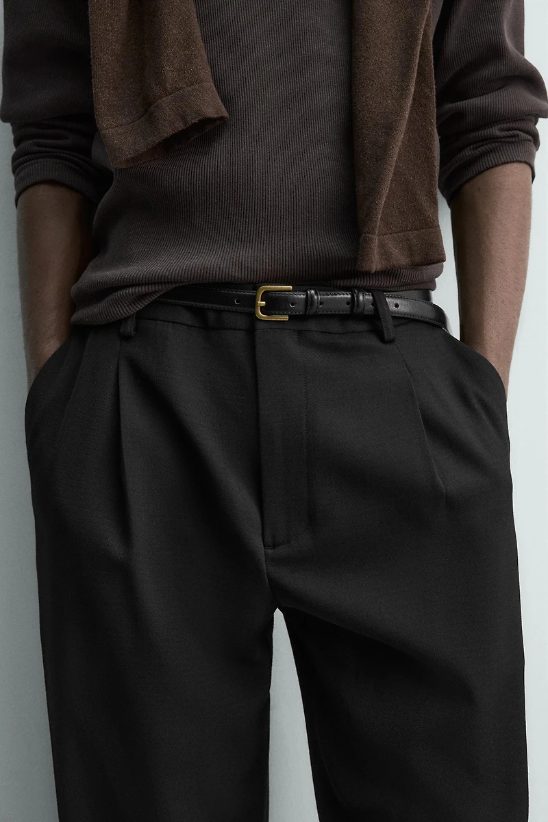 WOOL BLEND PLEATED PANTS