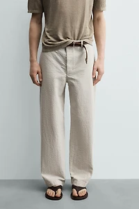 SEERSUCKER STRAIGHT FIT PANTS