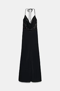 LONG VELVET BEADED DRESS