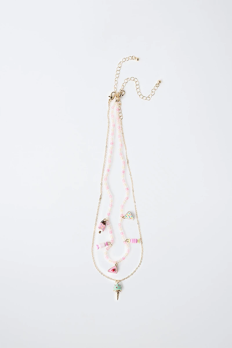 TWO-PACK OF BEADED ICE CREAM NECKLACES