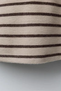 SOFT TOUCH STRIPED DRESS WITH RUFFLED APPLIQUÉ