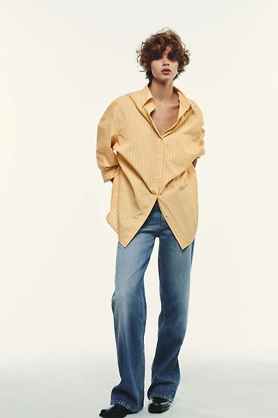 STRIPED OVERSIZED POPLIN SHIRT