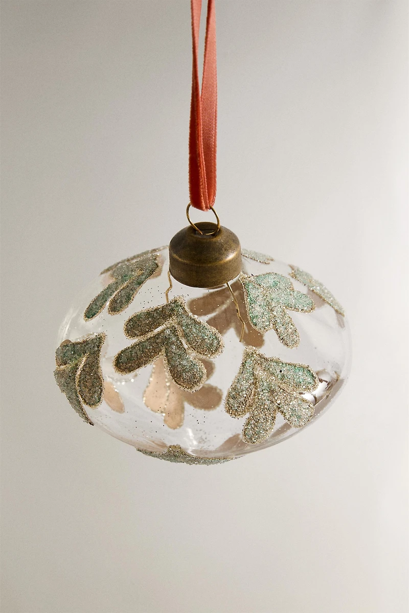 GLITTERY LEAF CHRISTMAS TREE ORNAMENT