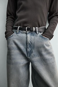 LEATHER BELT WITH METAL TIP