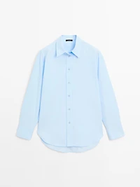 Long 100% cotton poplin shirt