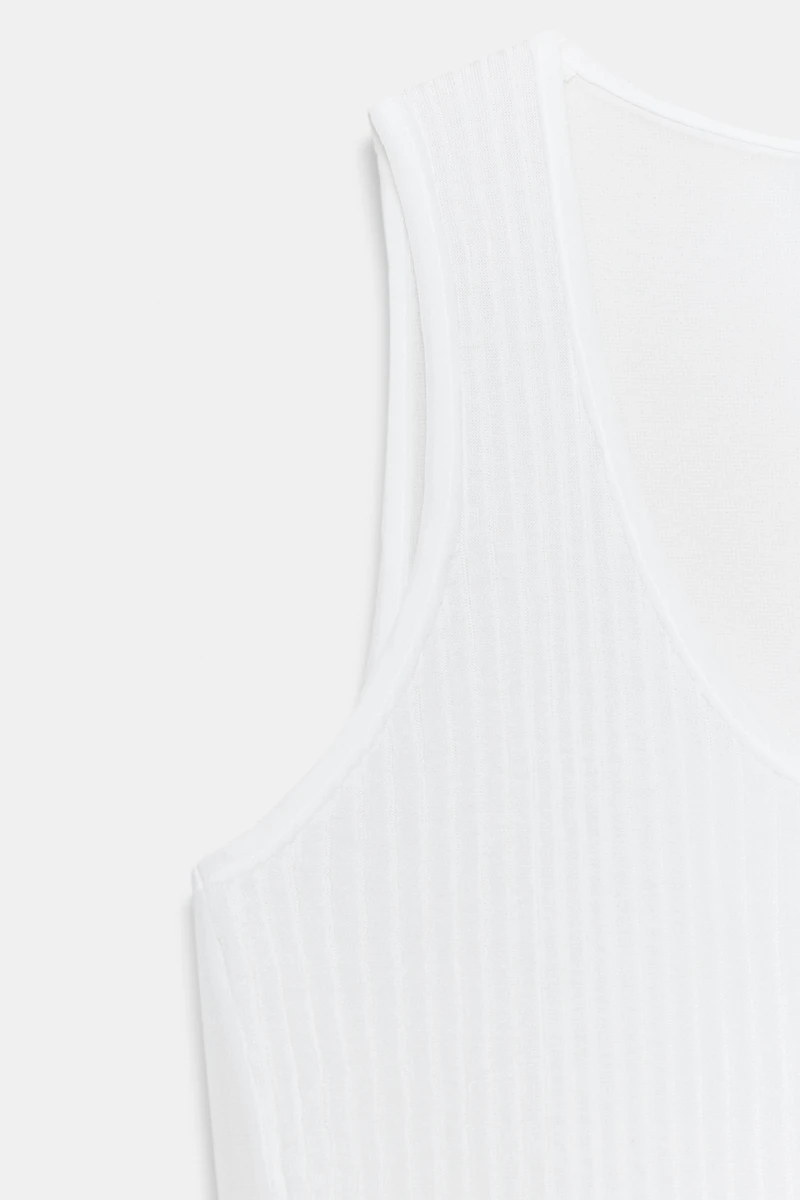 SEMI-SHEER COMBINATION KNIT TOP