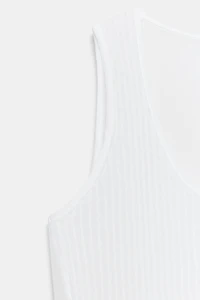 SEMI-SHEER COMBINATION KNIT TOP