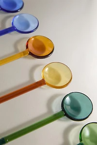 MULTICOLOUR BOROSILICATE GLASS ICE CREAM SPOONS (PACK OF 6)