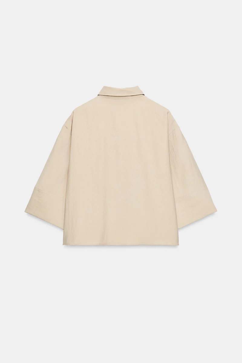 CROPPED SHIRT WITH WIDE SLEEVES
