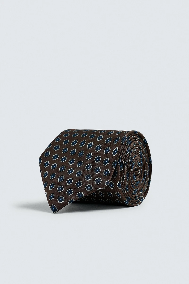 100% SILK GEOMETRIC JACQUARD TIE
