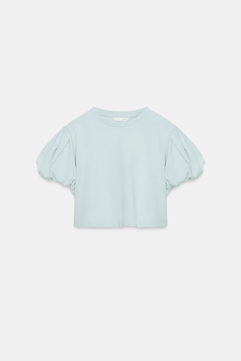 CROPPED VOLUMINOUS SLEEVE T-SHIRT
