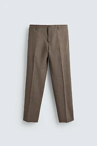 100% WOOL TEXTURED SUIT PANTS