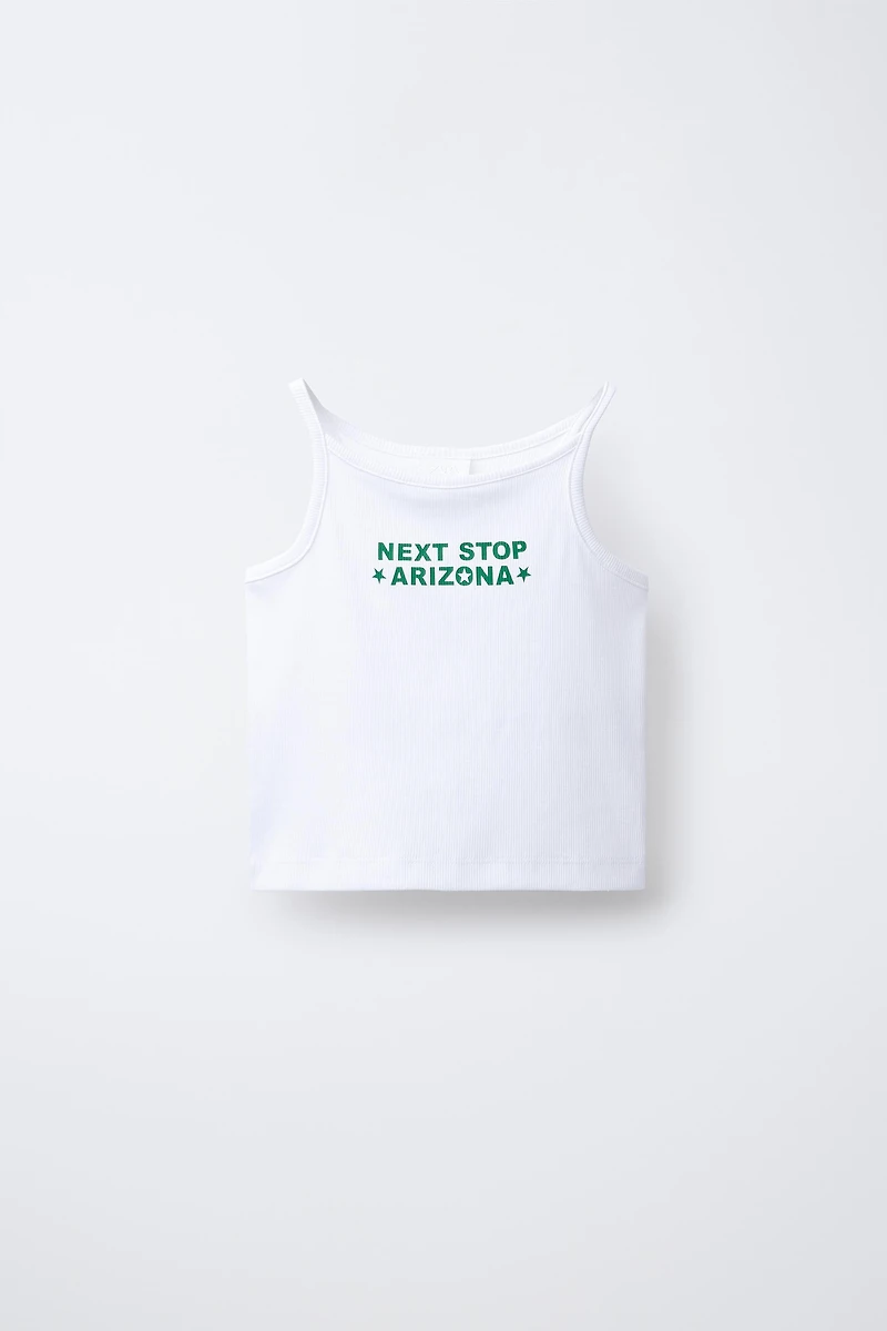 RIBBED TEXT TOP