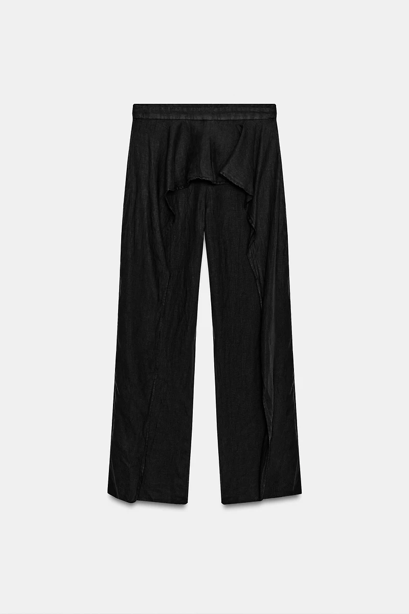 PANTALON À VOLANTS 100 % LIN ZW COLLECTION