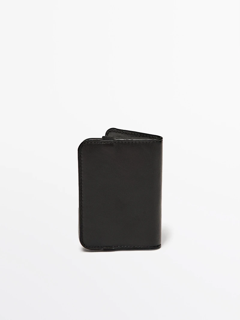 Nappa leather card holder with flap