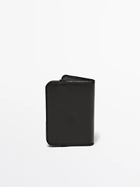 Nappa leather card holder with flap