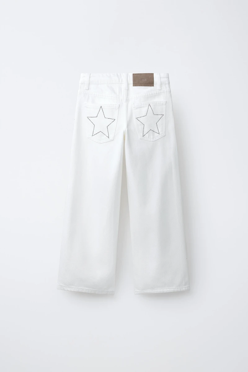 RHINESTONE & STAR WIDE LEG JEANS