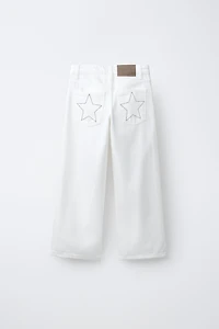 RHINESTONE & STAR WIDE LEG JEANS