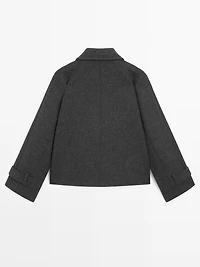 Short wool blend raglan sleeve coat