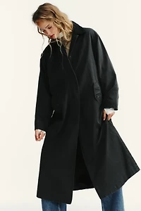 WAXED TRENCH COAT WITH CORDUROY COLLAR