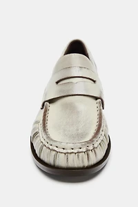 MOCASSINS EN CUIR FRONCÉS