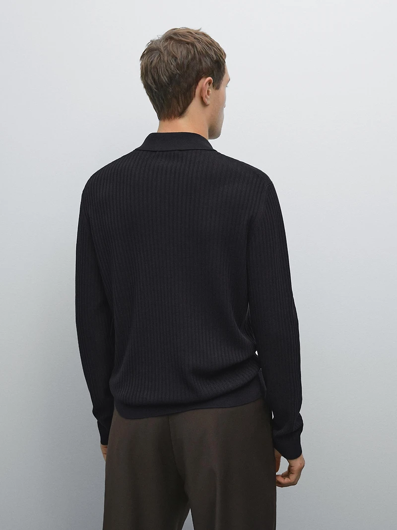 Pull polo coton en maille