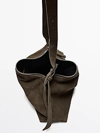 Split suede leather crossbody bag