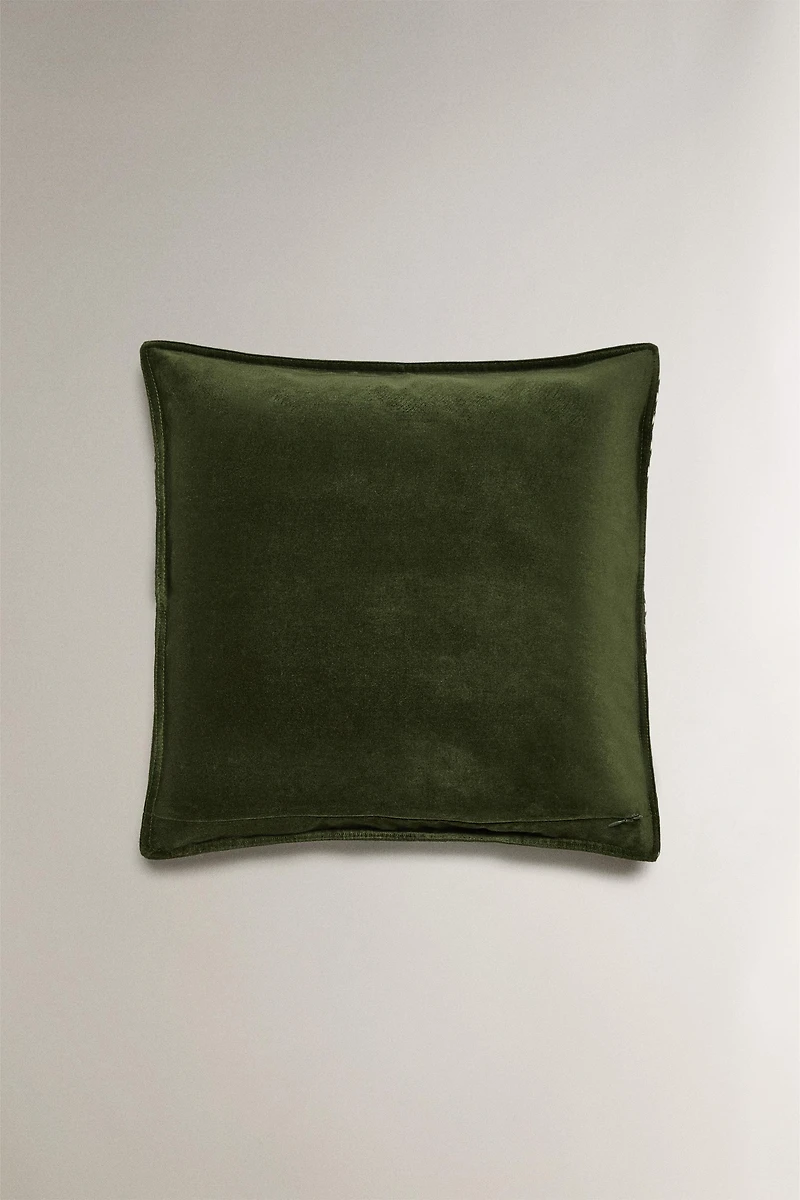CHRISTMAS VELVET THROW PILLOW COVER WITH BORDER