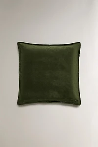 CHRISTMAS VELVET THROW PILLOW COVER WITH BORDER