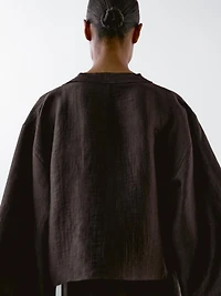 Linen blend crossover kimono