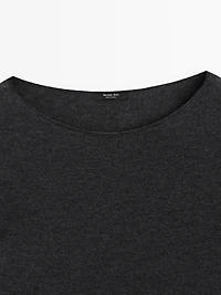 Wool blend boat neck sweater