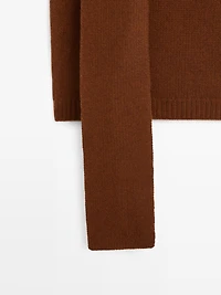 Veste sans manches en maille à col V et écharpe
