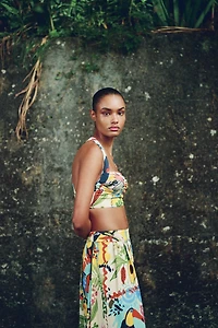 JUPE MIDI CAPE À IMPRIMÉ TROPICAL