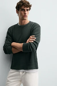 BASIC WAFFLE KNIT T-SHIRT
