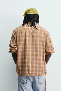 FLOWY PLAID SHIRT WITH TIES