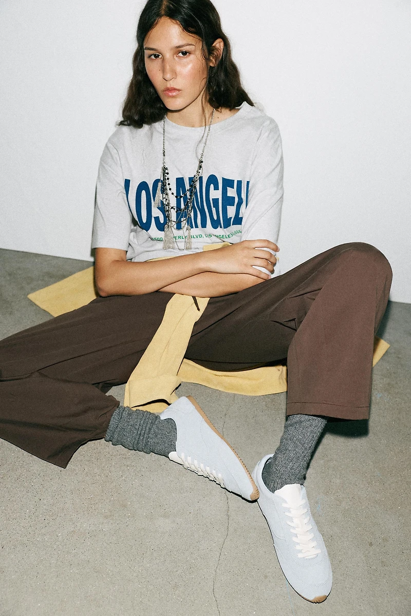 CONTRAST LEATHER SNEAKERS