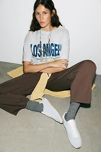 CONTRAST LEATHER SNEAKERS
