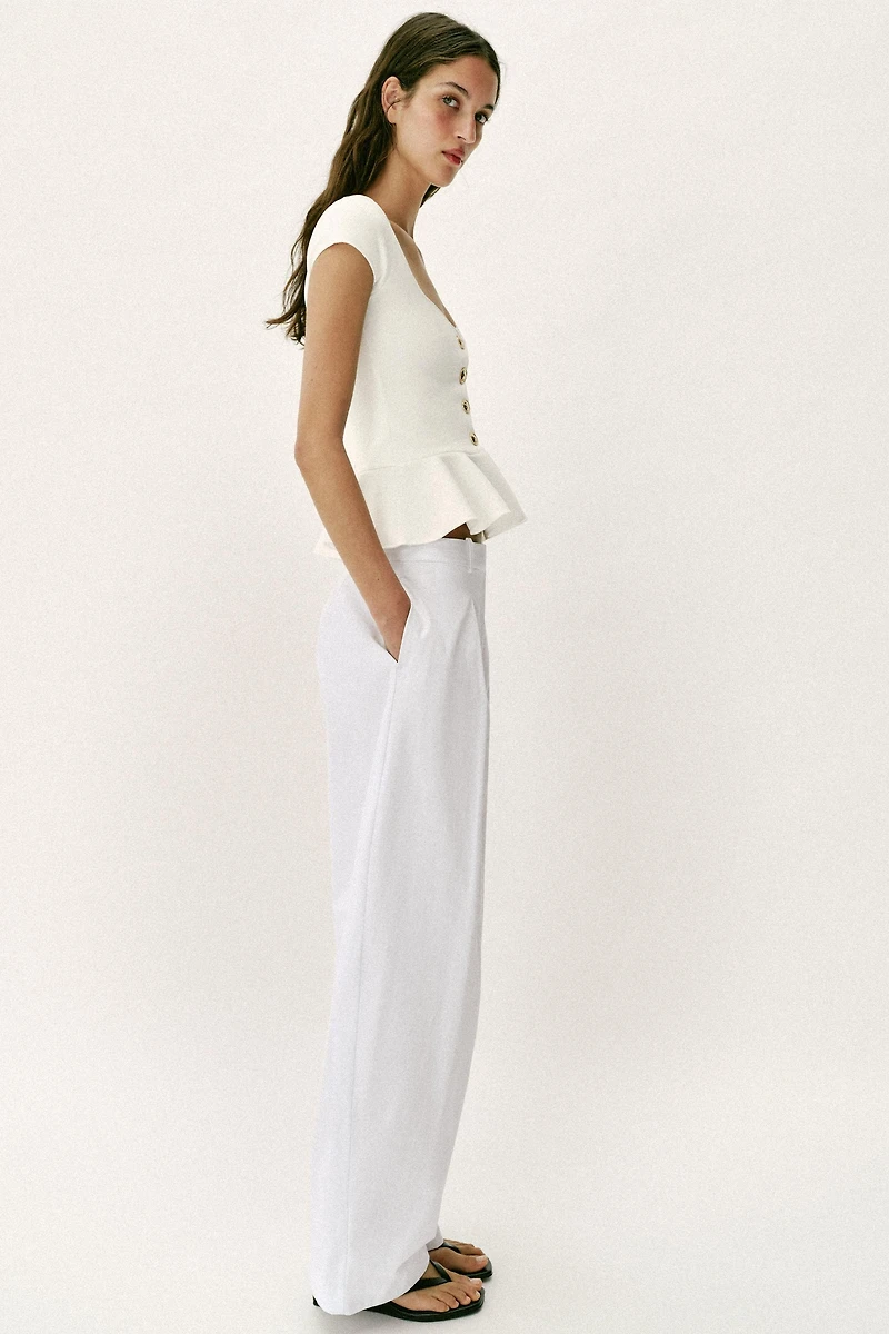 BUTTONED PEPLUM TOP