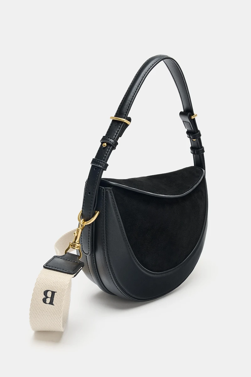 CROSSBODY BAG WITH LEATHER FLAP DETAIL