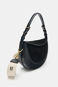 CROSSBODY BAG WITH LEATHER FLAP DETAIL