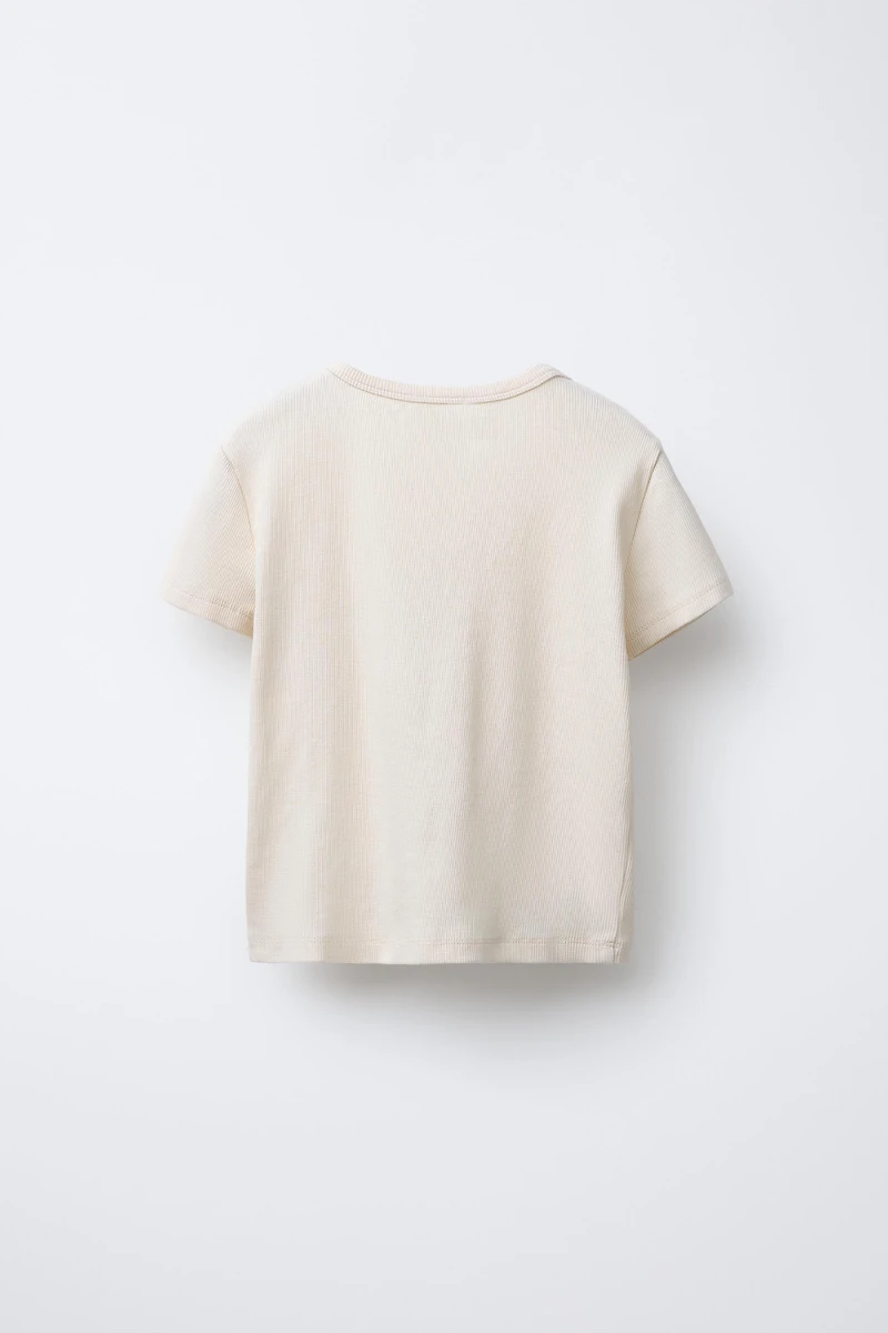 RIBBED T-SHIRT WITH HEARTS AND TEXT
