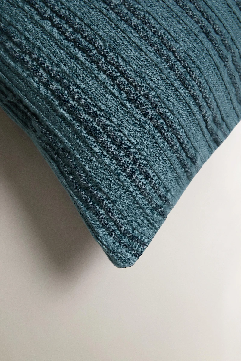 KIDS' TEXTURED STRIPED THROW PILLOW COVER