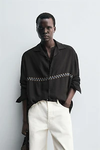 FLOWY SHIRT WITH GEOMETRIC EMBROIDERY