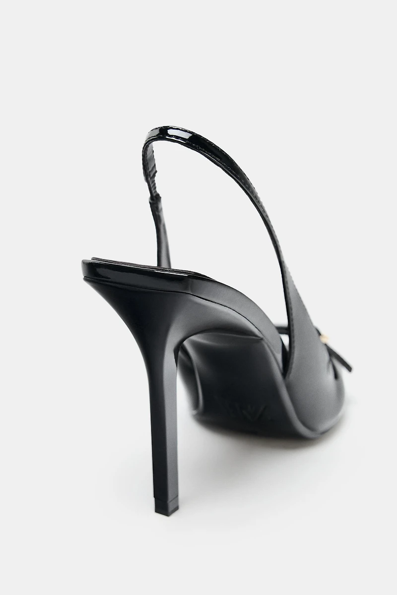 PATENT FINISH HEELED SANDALS