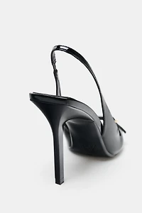 PATENT FINISH HEELED SANDALS