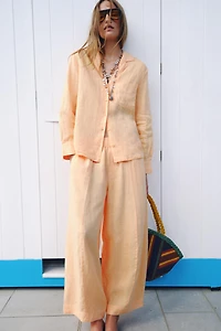 100% LINEN SHIRT WITH POCKET ZW COLLECTION