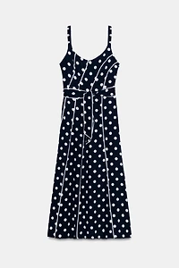 POLKA DOT BELTED MIDI DRESS